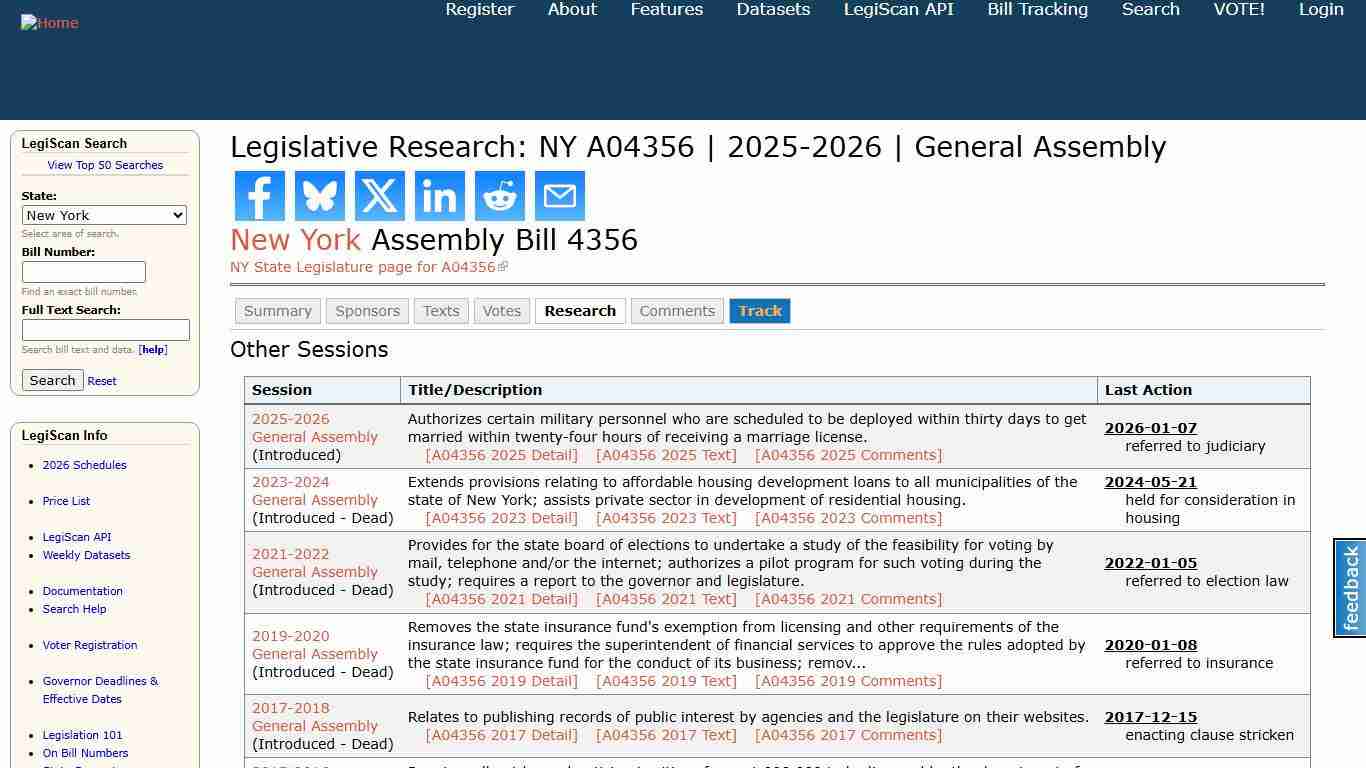 Legislative Research: NY A04356 2025-2026 General Assembly LegiScan